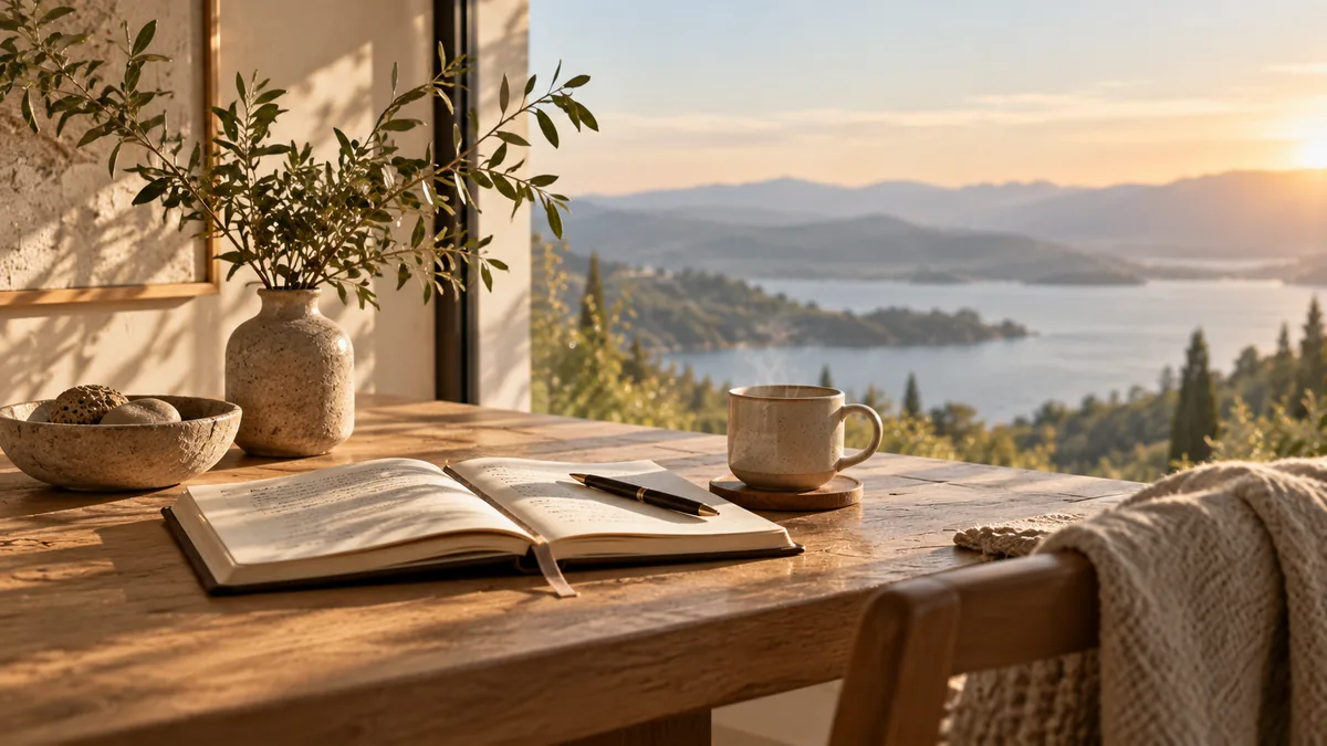 Rincón de escritura junto al lago